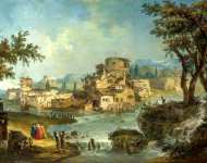 Michele Marieschi - Buildings and Figures near a River with Rapids